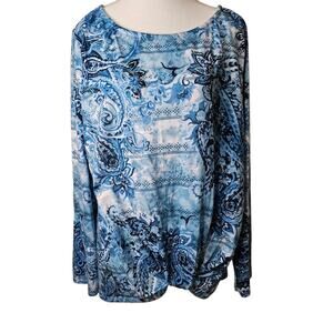 Davina Women's Top Size XXL Stretchy Sparkling Studs Unique Design Knot at Hem